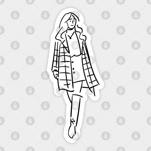 Minimalist Art Girl Walking Sticker by simply.mili